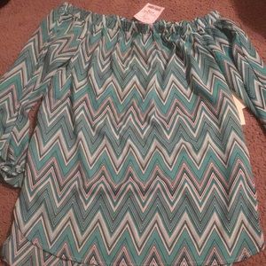 Teal Chevron Blouse